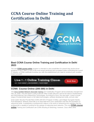 CCNA Course Online Training and Certification In Delhi