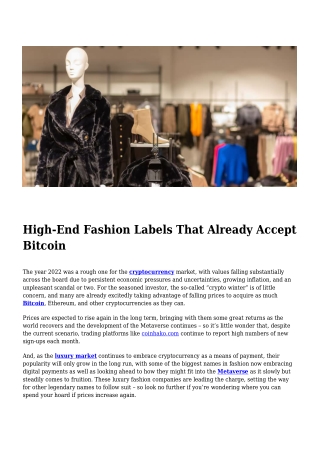 High-End Fashion Labels That Already Accept Bitcoin