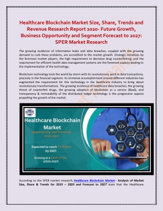 Healthcare Blockchain Market Share, Trends and Revenue Research Report 2020