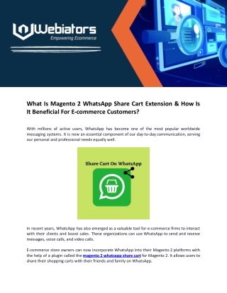 What Is Magento 2 WhatsApp Share Cart Extension & How Is It Beneficial For E-com