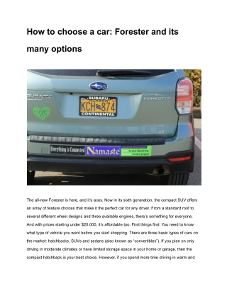 How to choose a car: Forester and its many options