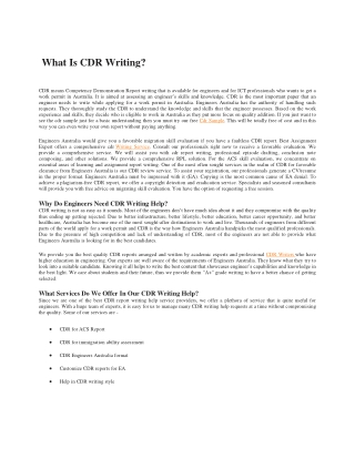 Best CDR Help- CDR Writing Help for Engineers Australia