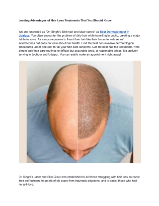 Leading Advantages of Hair Loss Treatments That You Should Know