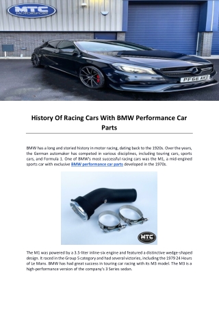 History Of Racing Cars With BMW Performance Car Parts