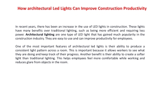 How architectural Led Lights Can Improve Construction Productivity