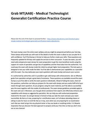 MT(AAB) - Medical Technologist Generalist Certification