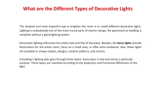 What are the Different Types of Decorative Lights