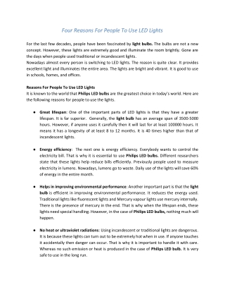 Four Reasons For People To Use LED Lights