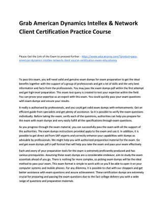 American Dynamics Intellex & Network Client Certification Course