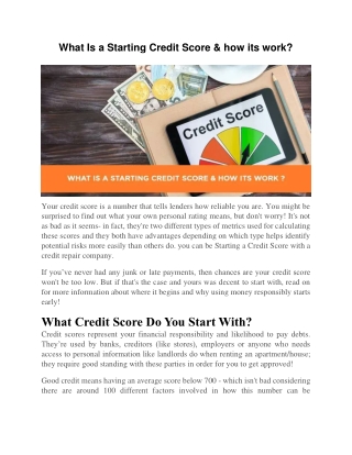 What Is a Starting Credit Score & how its work?