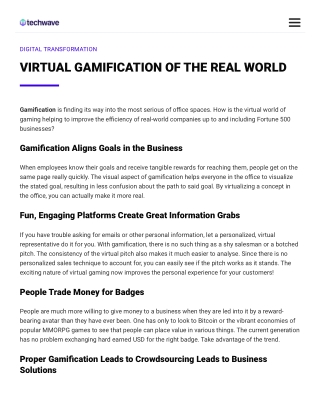 Virtual Gamification of the Real World