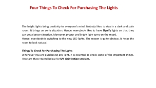 Four Things To Check For Purchasing The Lights