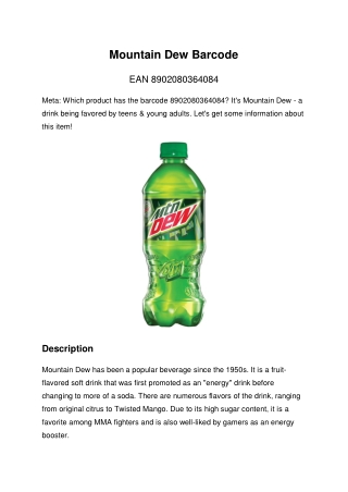 Mountain dew  - Barcode 8902080364084
