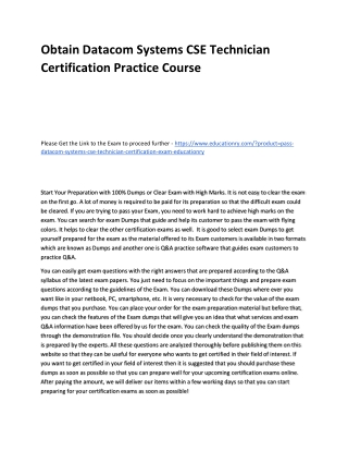 Datacom Systems CSE Technician Certification