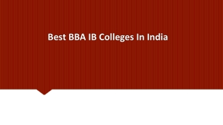 Best BBA IB Colleges In India