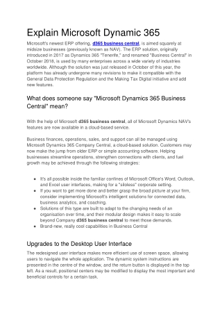 Explain Microsoft Dynamic 365
