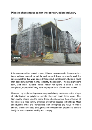 Plastic sheeting uses for the construction industry