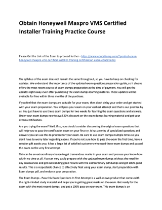 Honeywell Maxpro VMS Certified Installer Training