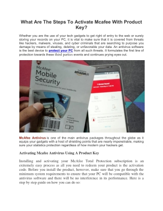 What Are The Steps To Activate Mcafee With Product Key?