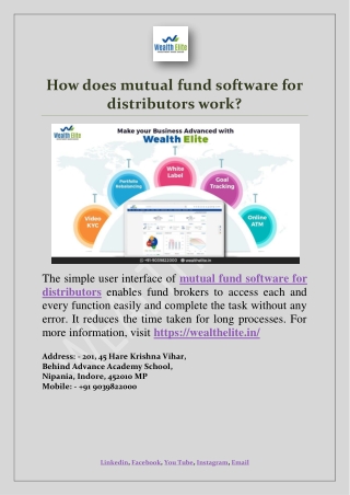 How does mutual fund software for distributors work