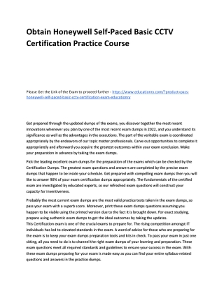 Honeywell Self-Paced Basic CCTV Certification