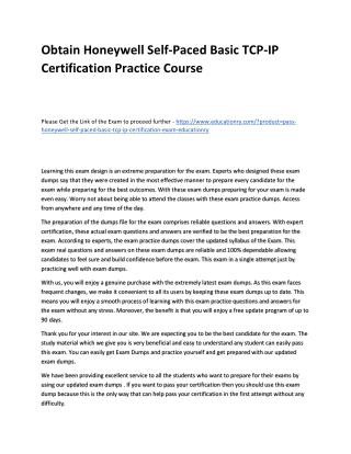 Honeywell Self-Paced Basic TCP-IP Certification