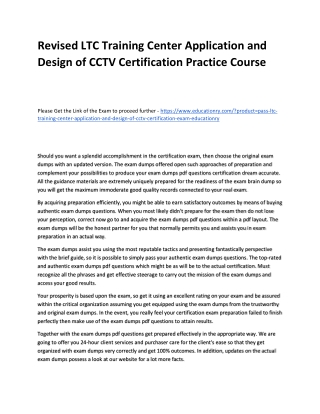 LTC Training Center Application and Design of CCTV Certification