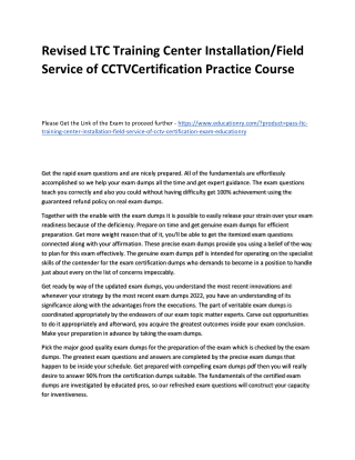 LTC Training Center Installation/Field Service of CCTVCertification