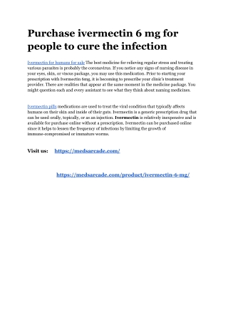 Purchase ivermectin 6 mg for people to cure the infection