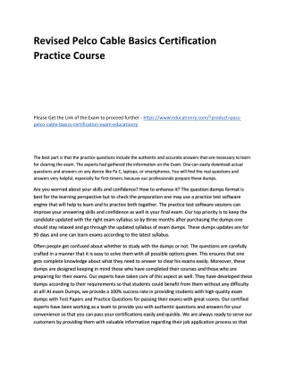 Pelco Cable Basics Certification