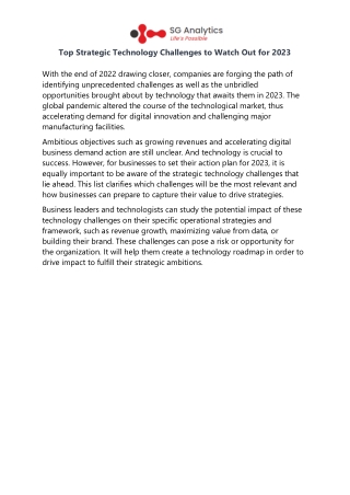 Top Strategic Technology Challenges to Watch Out for 2023