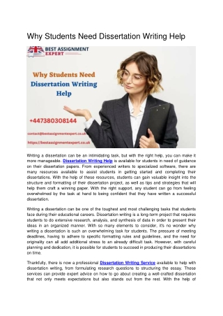 Why Students Need Dissertation Writing Help