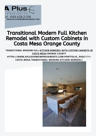 Transitional Modern Full Kitchen Remodel with Custom Cabinets in Costa Mesa Orange County