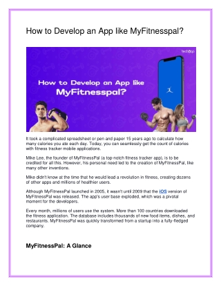 How to Develop an App like MyFitnesspal