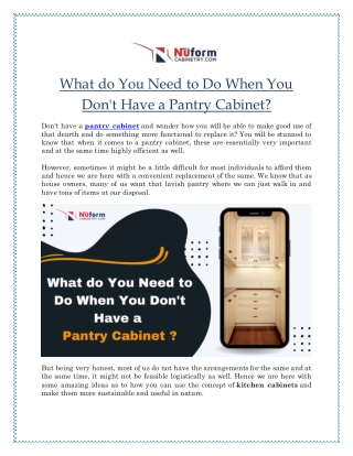 What do You Need to Do When You Don't Have a Pantry Cabinet?