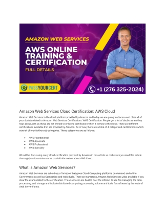 Amazon Web Services Full Information & AWS Online Training