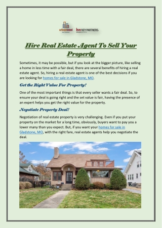 Hire Real Estate Agent To Sell Your Property