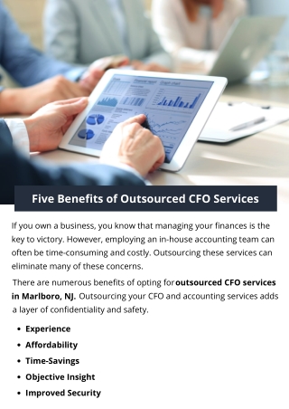 Five Benefits of Outsourced CFO Services