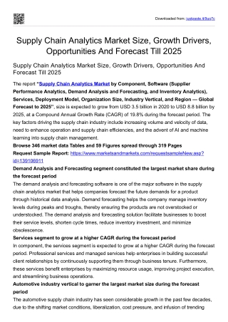 Supply Chain Analytics Market Size, Growth Drivers, Opportunities And Forecast