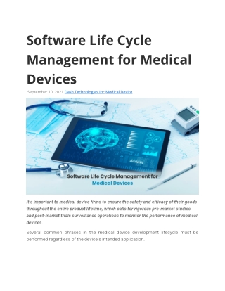 Software Life Cycle Management for Medical Devices