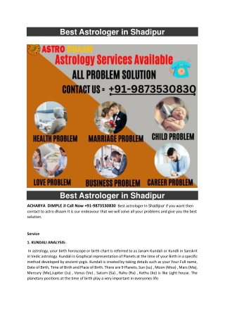 Best Astrologer in Shadipur  91-9873530830