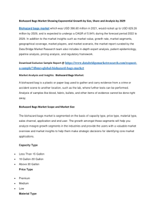 Biohazard Bags Market Showing Exponential Growth by Size, Share and Analysis by 2029