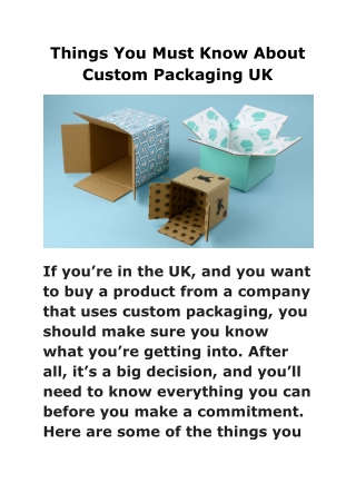 Things You Must Know About Custom Packaging UK