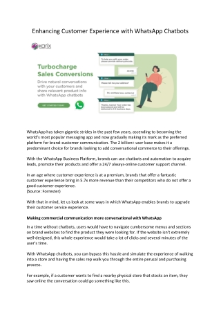 Enhancing Customer Experience With WhatsApp Chatbots - Karix