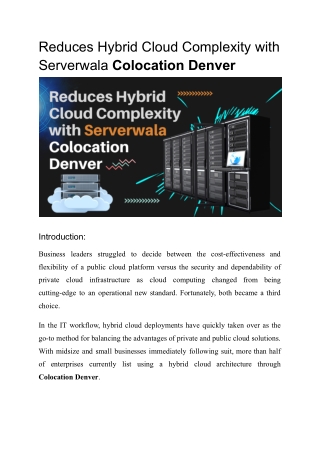 Colocation Denver Reduces Hybrid Cloud Complexity