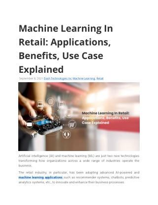 Machine Learning In Retail: Applications, Benefits, Use Case Explained