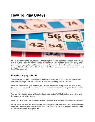 How To Play UK49s