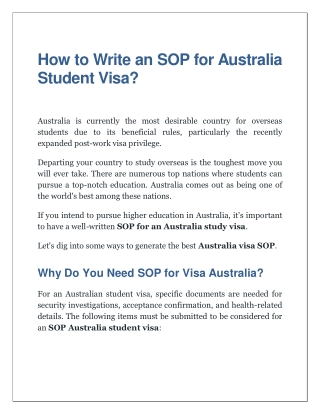 How to Write an SOP for Australia Student Visa