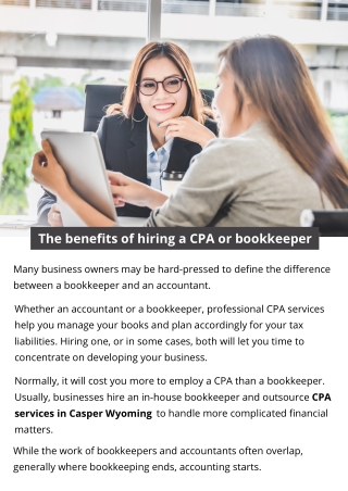 The benefits of hiring a CPA or bookkeeper