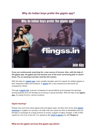 Why do Indian boys prefer the gigolo app
